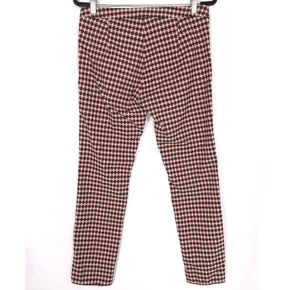 ALYSI Women’s Pants Size 12 Plaid Check Gingham ITALY MADE Skinny Straight Brown - Picture 9 of 12